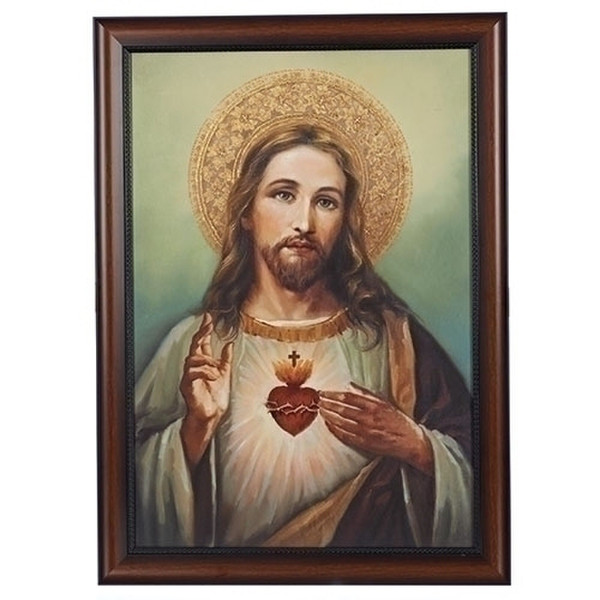 Sacred Heart of Jesus Framed Art crafted from fabricated wood picture